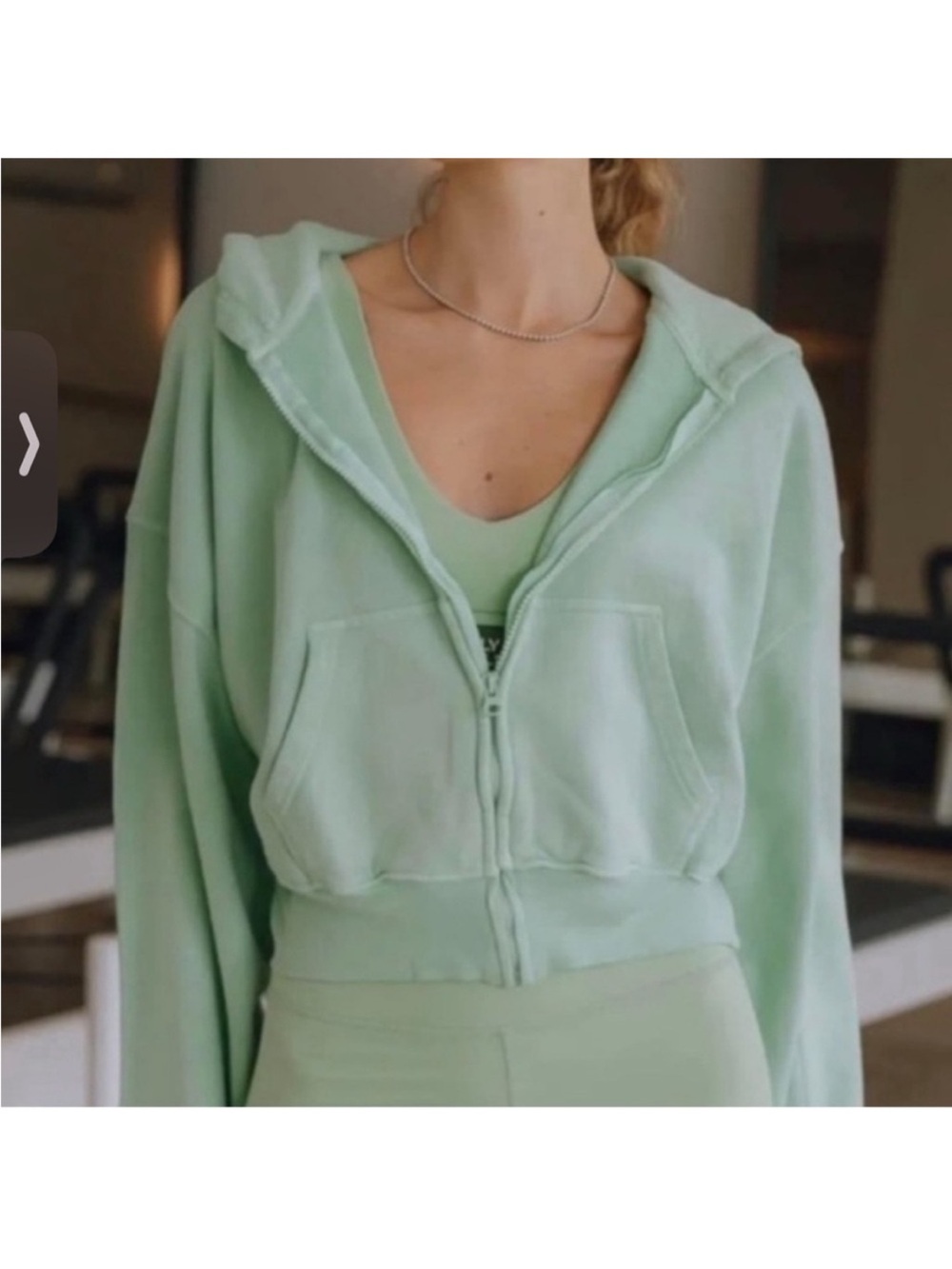 Daily Drills Cropped Mint Green Zip Hoodie